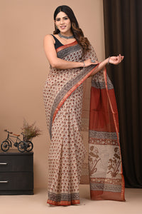 Exclusive Hand Block Printed Kota Doria Saree