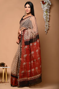 Hand Block Printed Kota Doria Saree