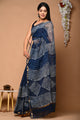 Pure Indigo Hand Block Printed Kota Doria Saree