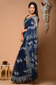 Pure Indigo Block Printed Kota Doria Saree