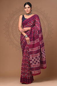 Block Printed Pure Cotton Saree