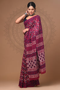 Block Printed Pure Cotton Saree